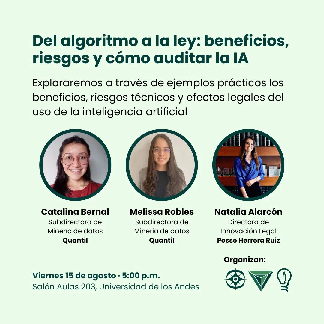 Del algoritmo a la ley: beneficios, riesgos y cómo auditar la IA. Charla, 15 de ago de 2025.